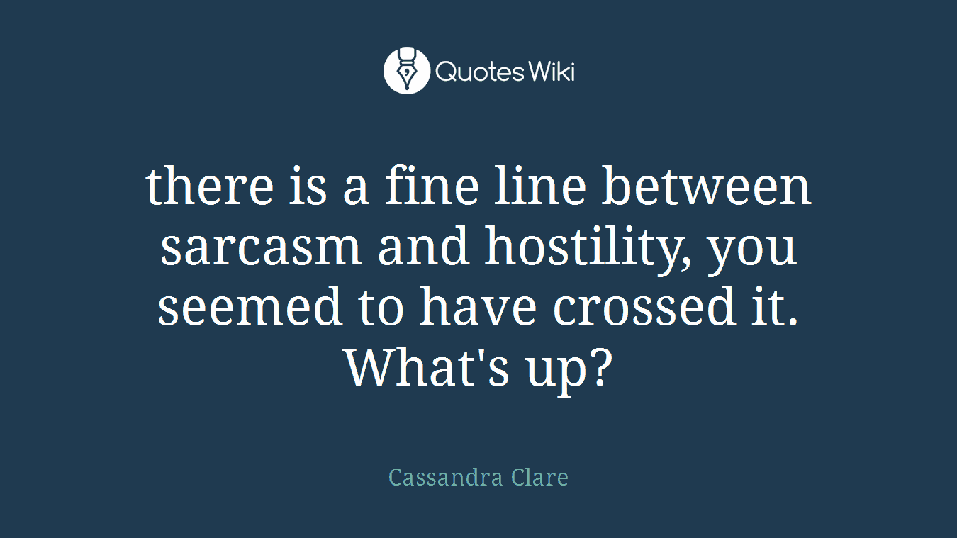 there is a fine line between sarcasm and hostility, you seemed to have crossed it. What's up?