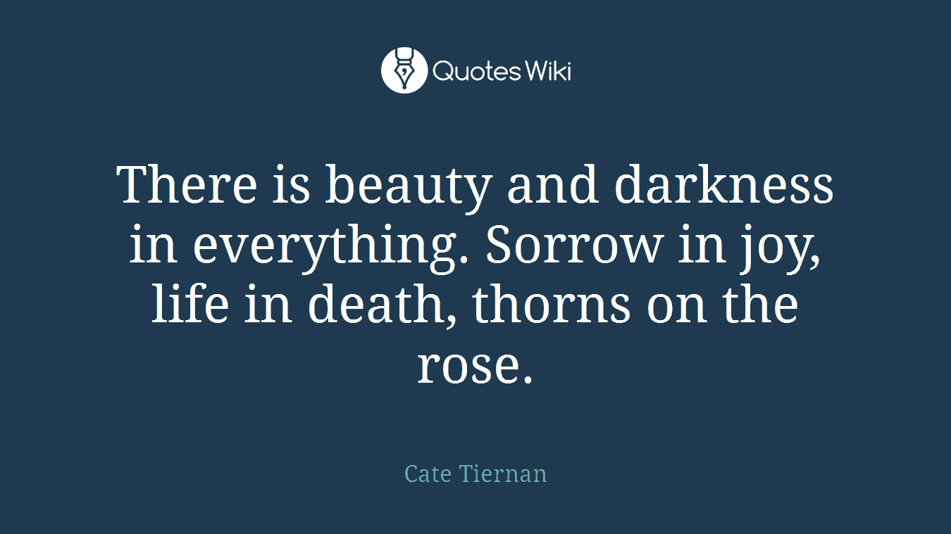There is beauty and darkness in everything. Sorrow in joy, life in death, thorns on the rose.