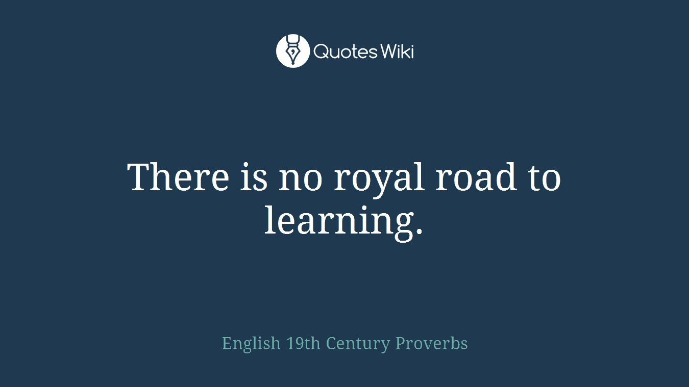 There is no royal road to learning.