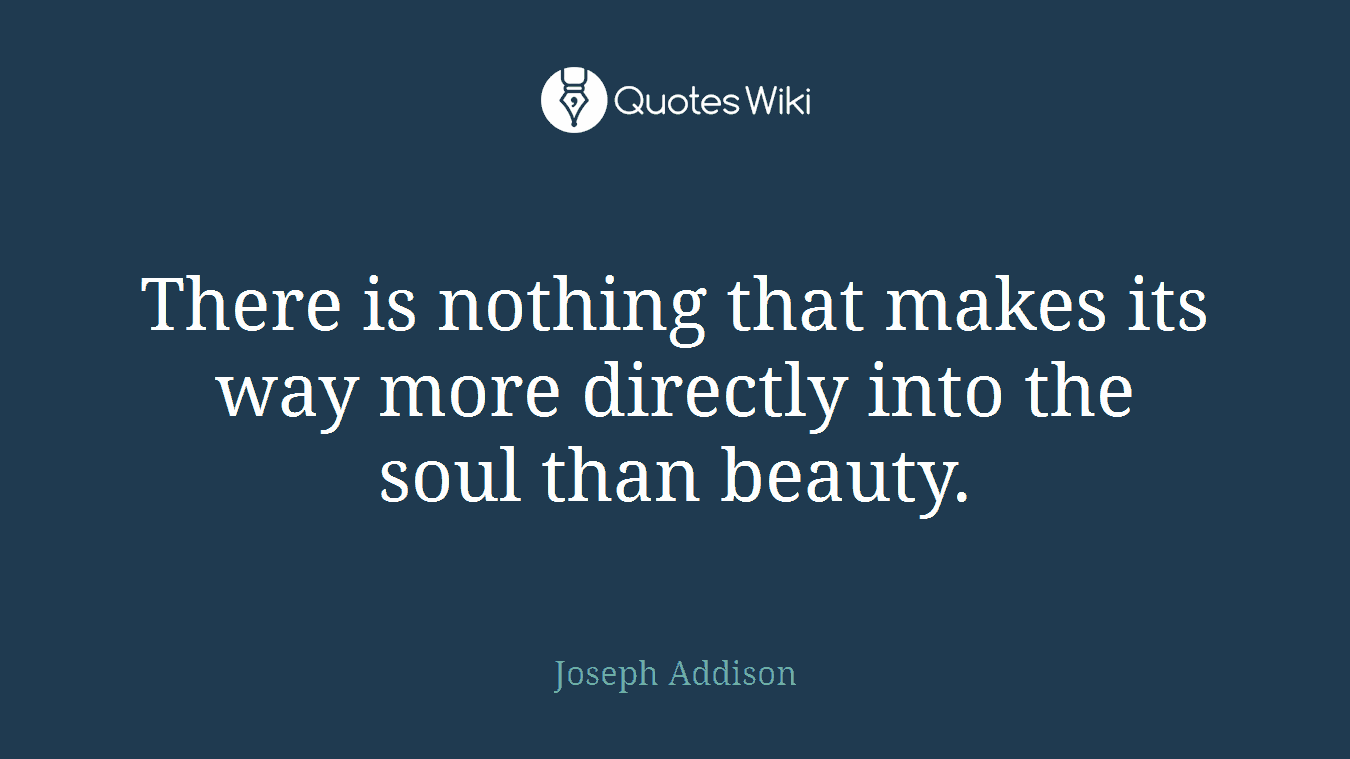 There is nothing that makes its way more directly into the soul than beauty.