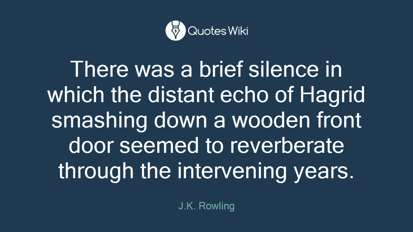 There was a brief silence in which the distant echo of Hagrid smashing down a wooden front door seemed to reverberate through the intervening years.