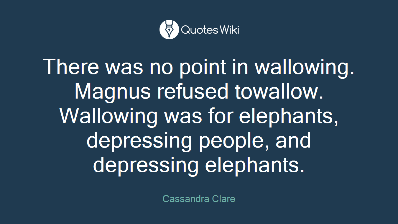 There was no point in wallowing. Magnus refused towallow. Wallowing was for elephants, depressing people, and depressing elephants.