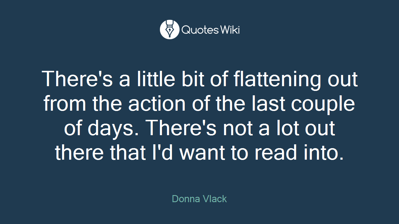There's a little bit of flattening out from the action of the last couple of days. There's not a lot out there that I'd want to read into.