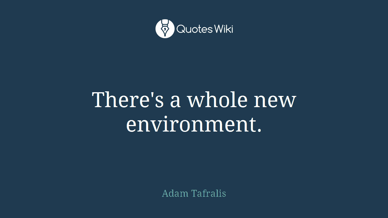There's a whole new environment.
