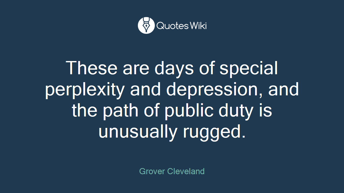 These are days of special perplexity and depression, and the path of public duty is unusually rugged.