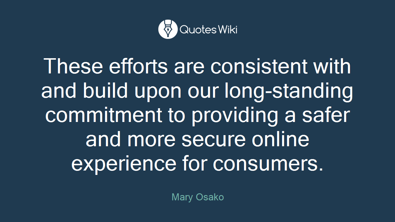 These efforts are consistent with and build upon our long-standing commitment to providing a safer and more secure online experience for consumers.