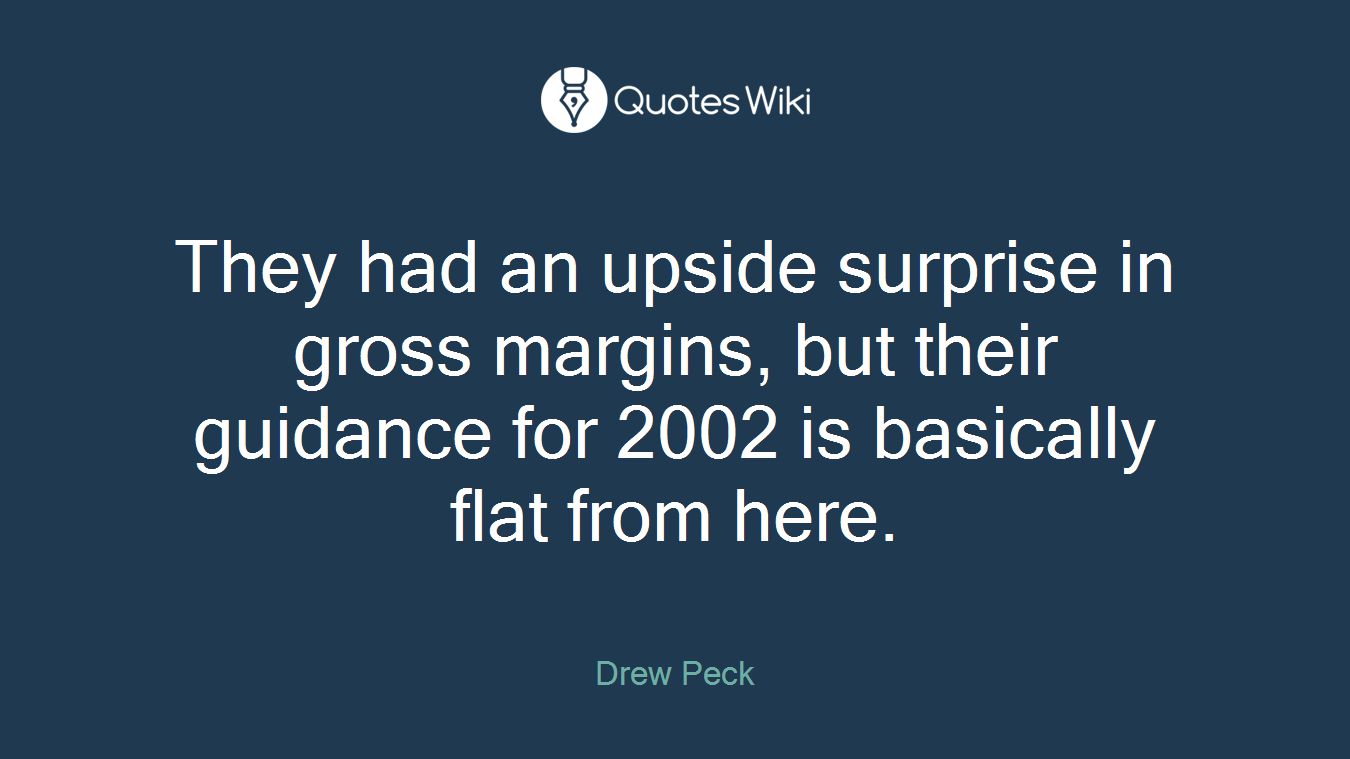 They had an upside surprise in gross margins, but their guidance for 2002 is basically flat from here.