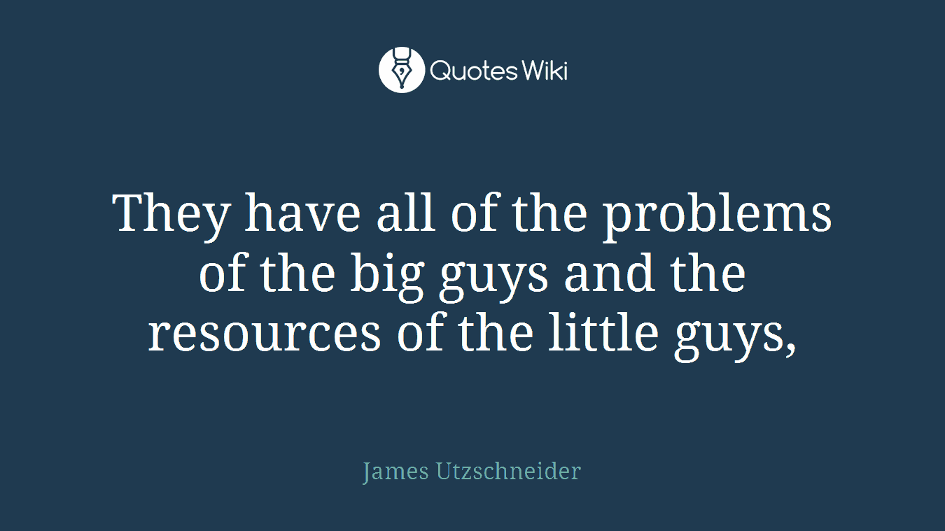 They have all of the problems of the big guys and the resources of the little guys,