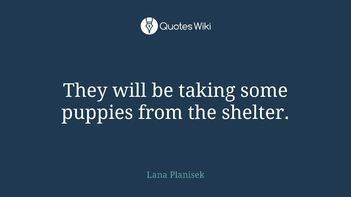 They will be taking some puppies from the shelter.