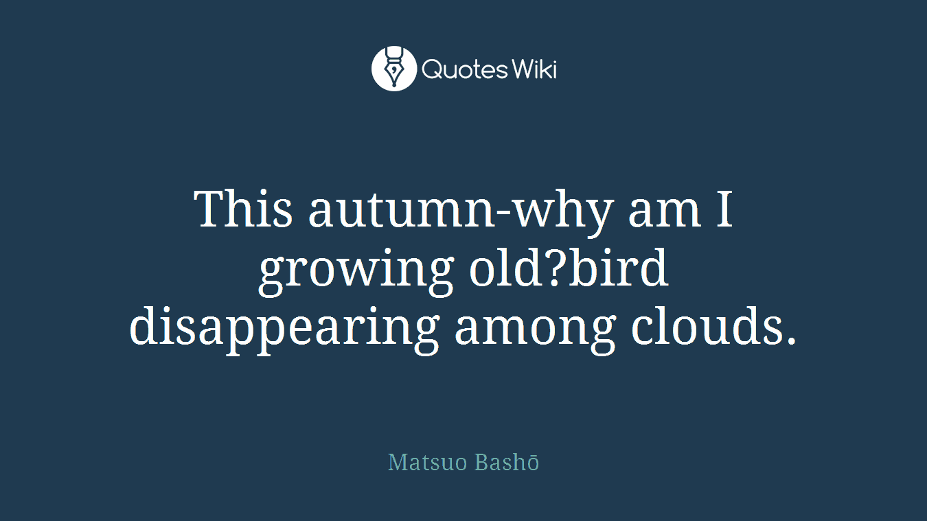 This autumn-why am I growing old?bird disappearing among clouds.