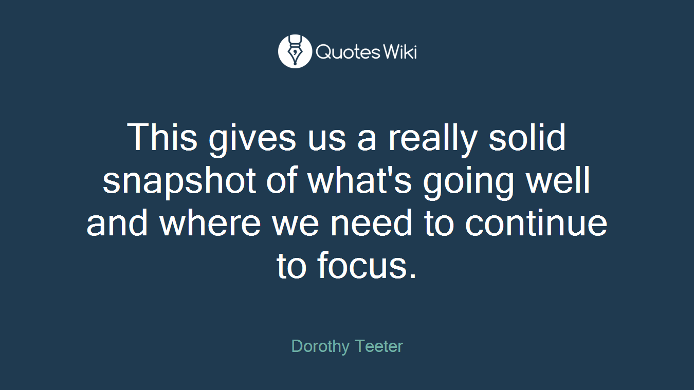 This gives us a really solid snapshot of what's going well and where we need to continue to focus.