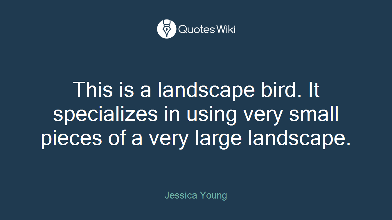 This is a landscape bird. It specializes in using very small pieces of a very large landscape.