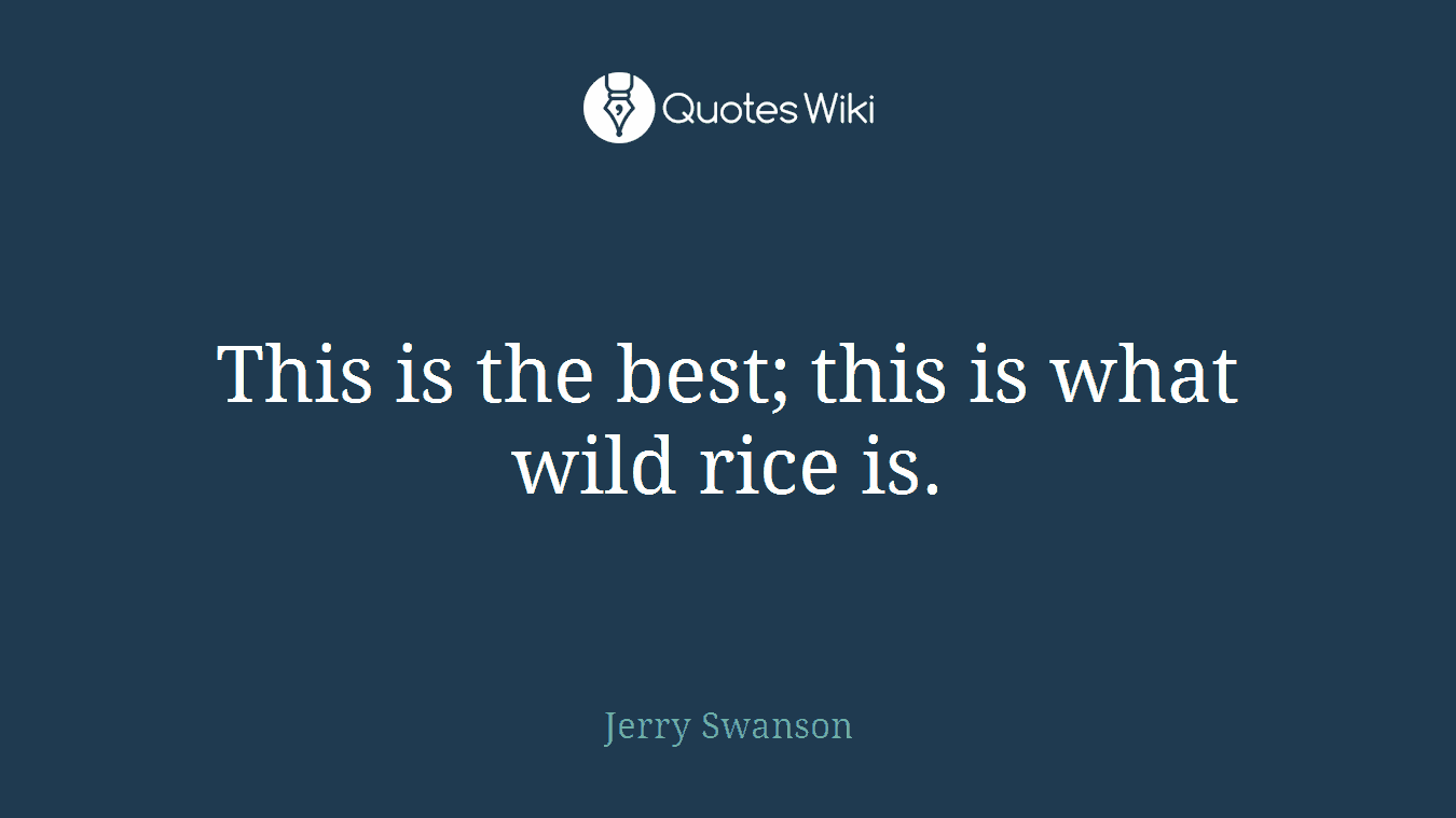 This is the best; this is what wild rice is.