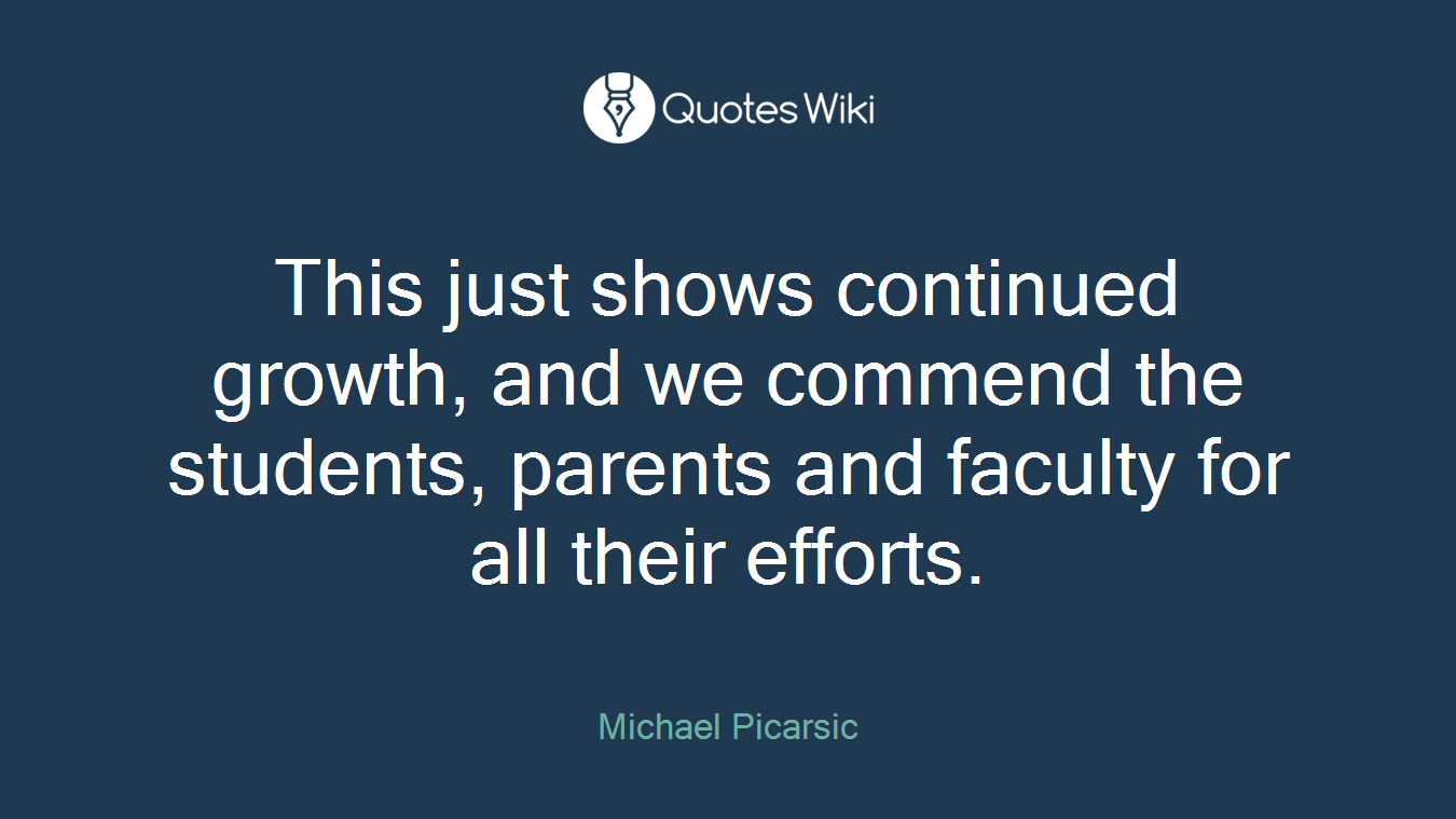 This just shows continued growth, and we commend the students, parents and faculty for all their efforts.