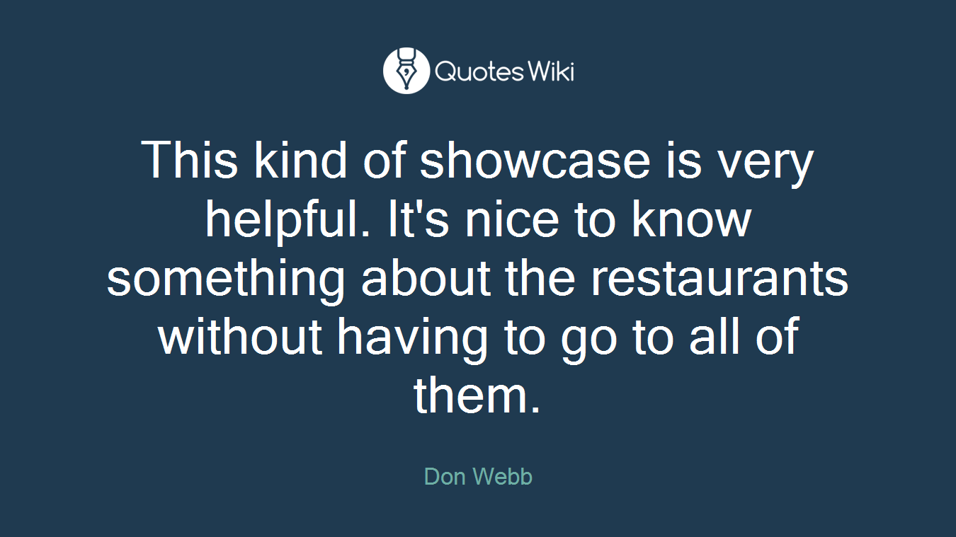 This kind of showcase is very helpful. It's nice to know something about the restaurants without having to go to all of them.