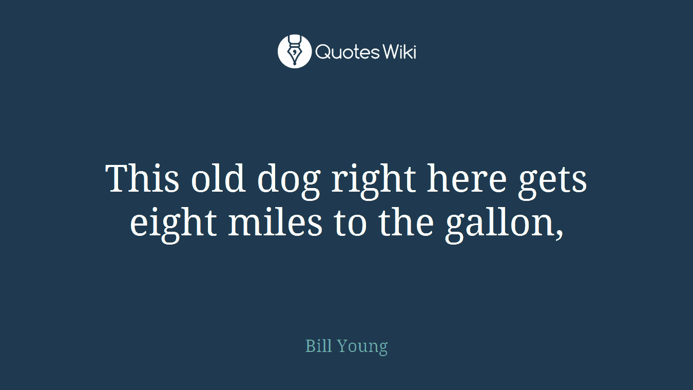 This old dog right here gets eight miles to the gallon,