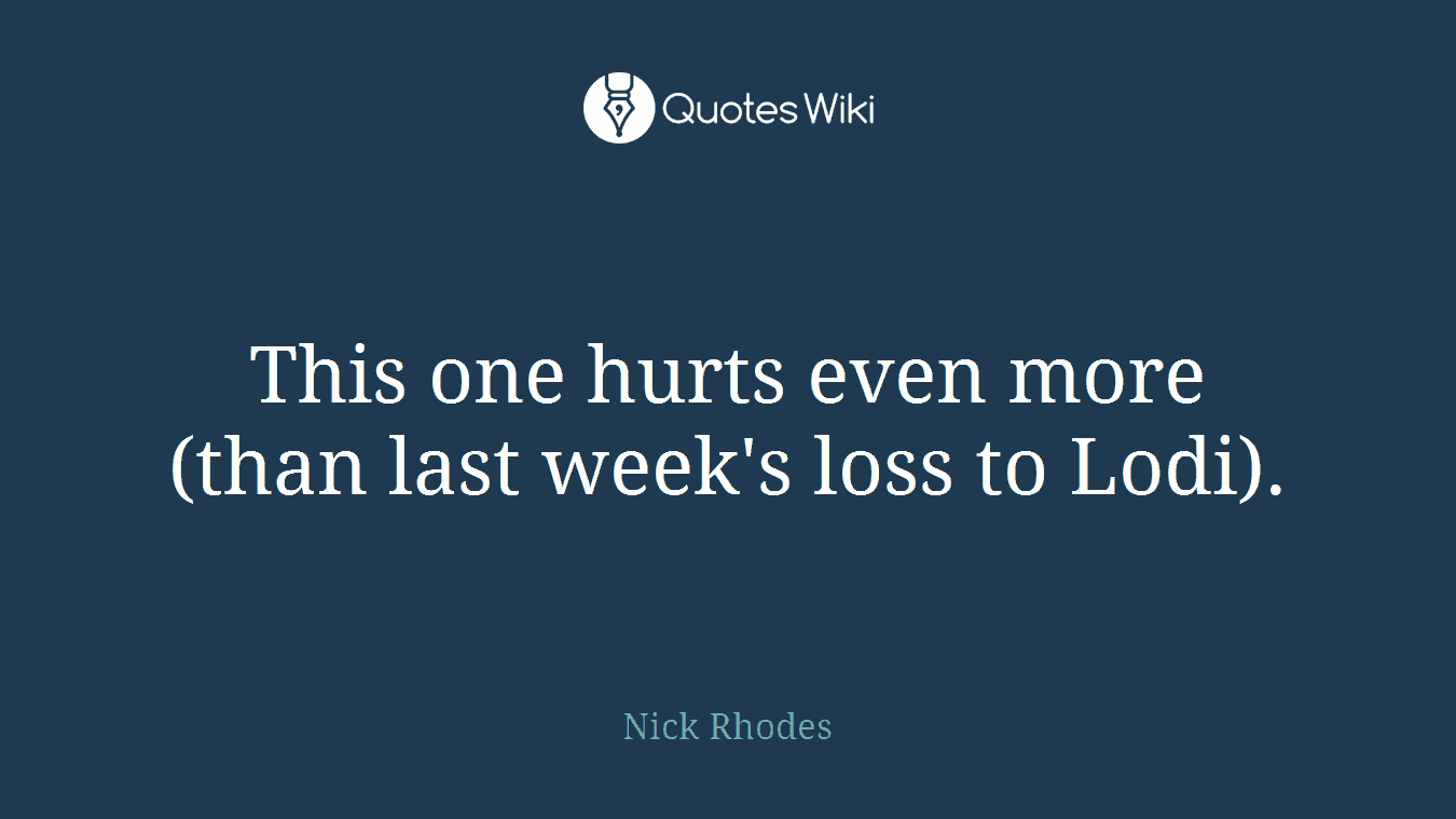 This one hurts even more (than last week's loss to Lodi).