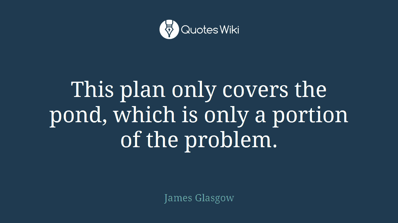 This plan only covers the pond, which is only a portion of the problem.