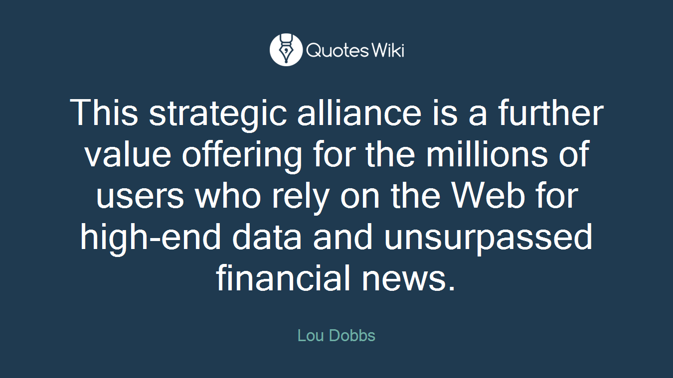 This strategic alliance is a further value offering for the millions of users who rely on the Web for high-end data and unsurpassed financial news.