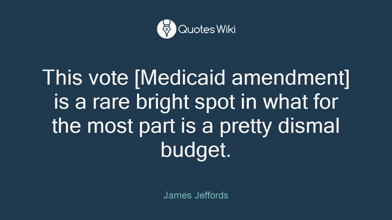 This vote [Medicaid amendment] is a rare bright spot in what for the most part is a pretty dismal budget.