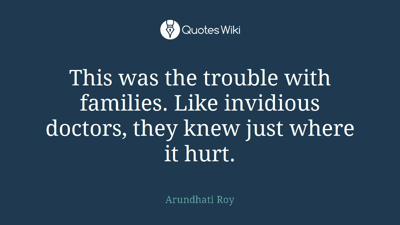 This was the trouble with families. Like invidious doctors, they knew just where it hurt.