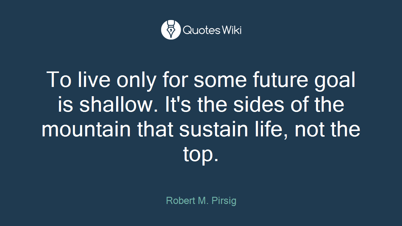 To live only for some future goal is shallow. It's the sides of the mountain that sustain life, not the top.