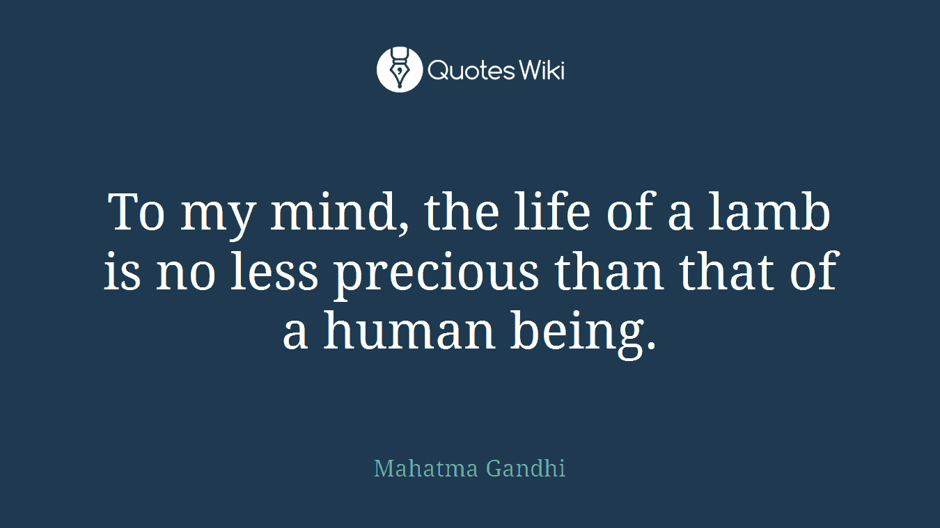 To my mind, the life of a lamb is no less precious than that of a human being.