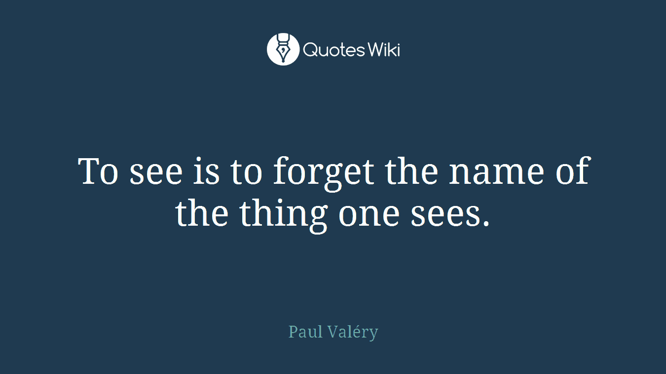 To see is to forget the name of the thing one sees.