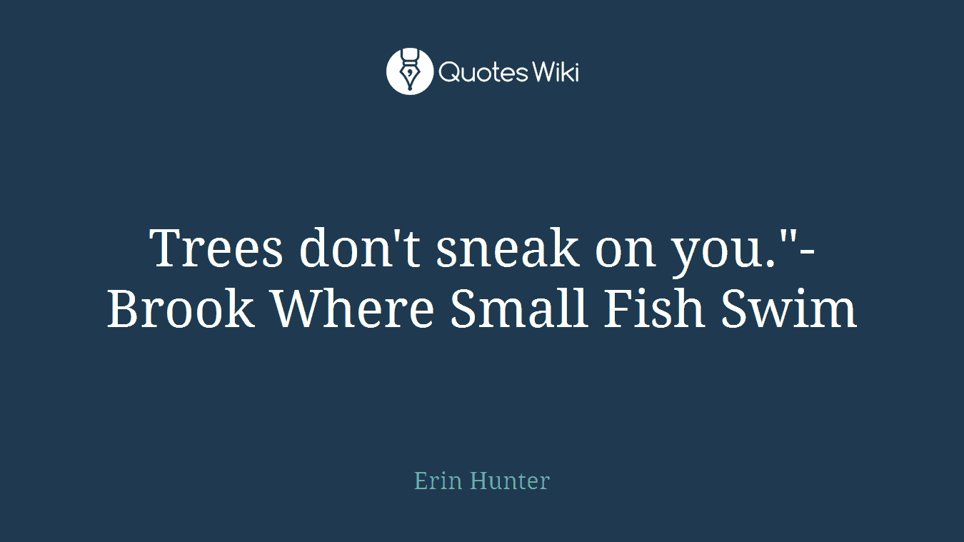 Trees don't sneak on you."-Brook Where Small Fish Swim