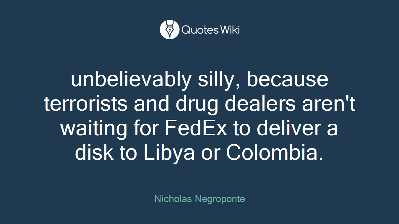 unbelievably silly, because terrorists and drug dealers aren't waiting for FedEx to deliver a disk to Libya or Colombia.