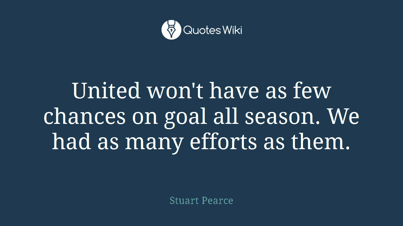 United won't have as few chances on goal all season. We had as many efforts as them.