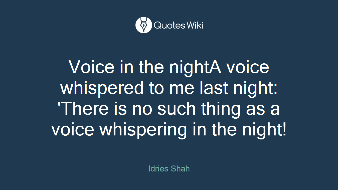 Voice in the nightA voice whispered to me last night: 'There is no such thing as a voice whispering in the night!