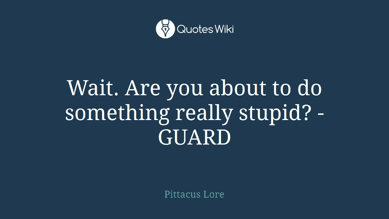 Wait. Are you about to do something really stupid? -GUARD