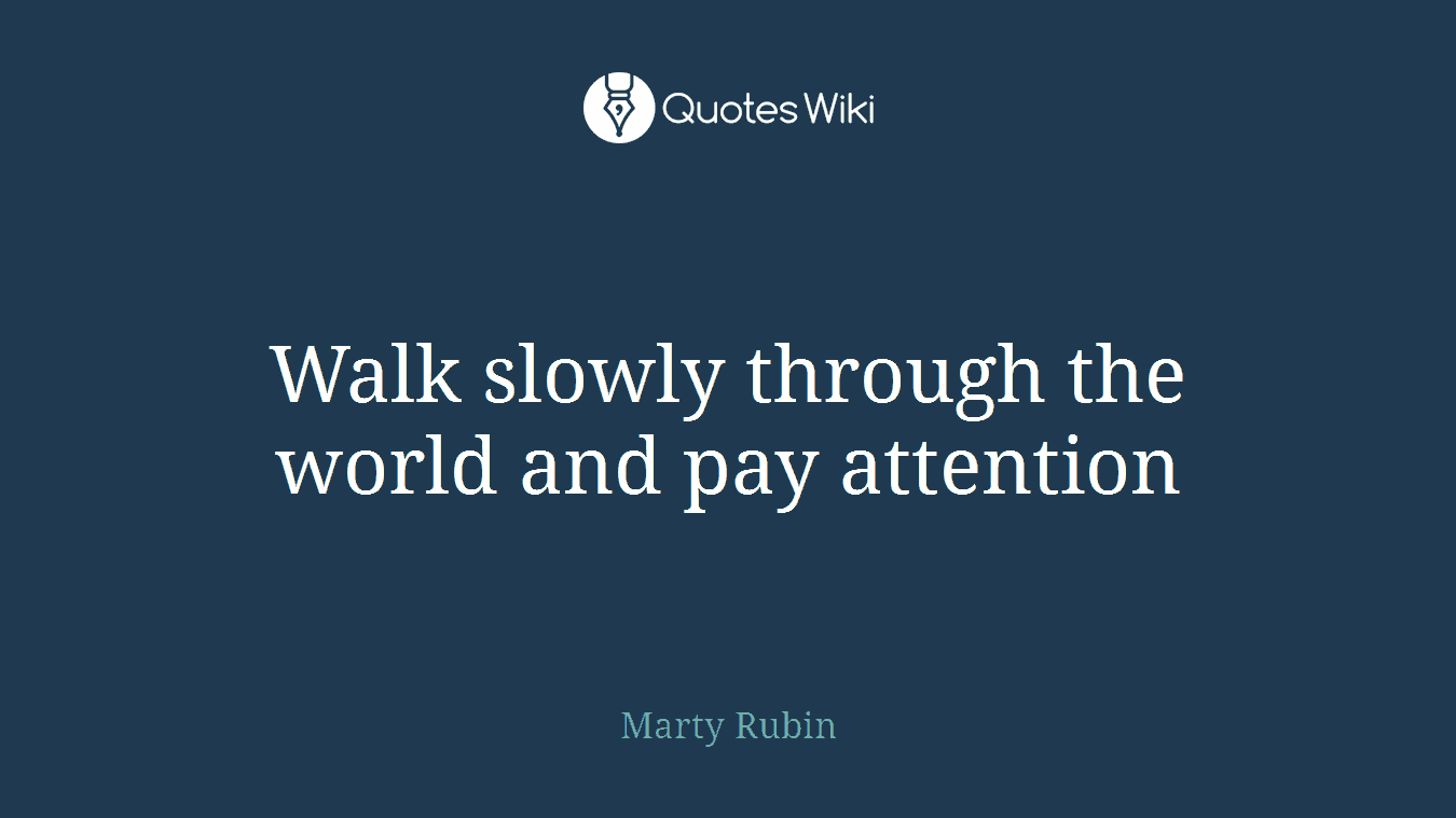 Walk slowly through the world and pay attention