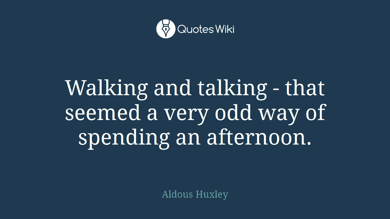 Walking and talking - that seemed a very odd way of spending an afternoon.