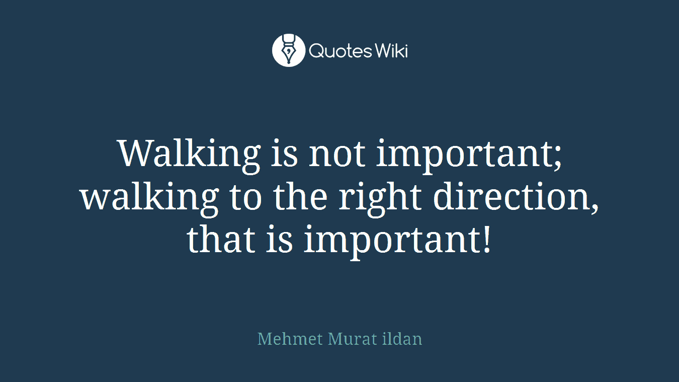 Walking is not important; walking to the right direction, that is important!