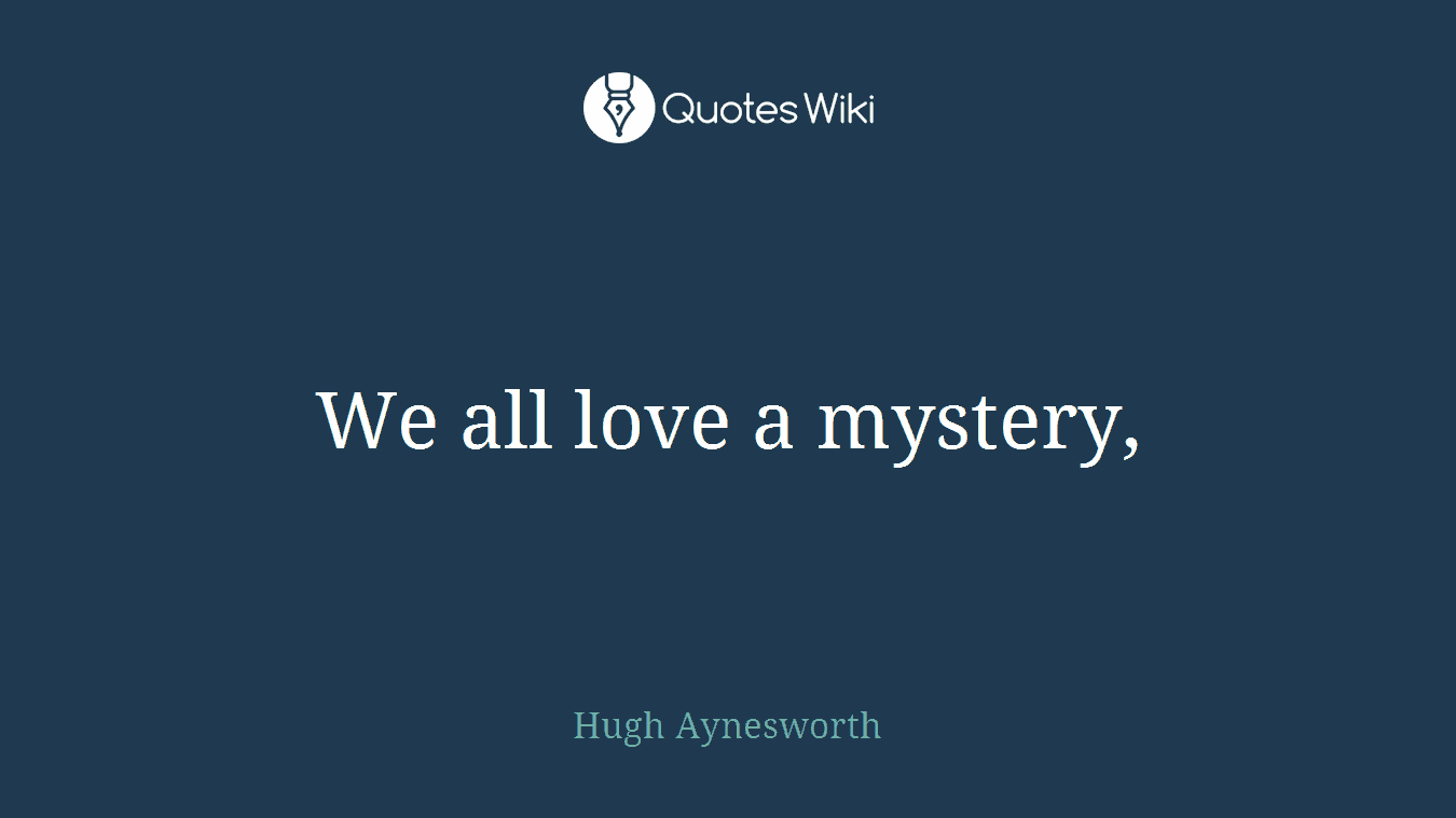We all love a mystery,