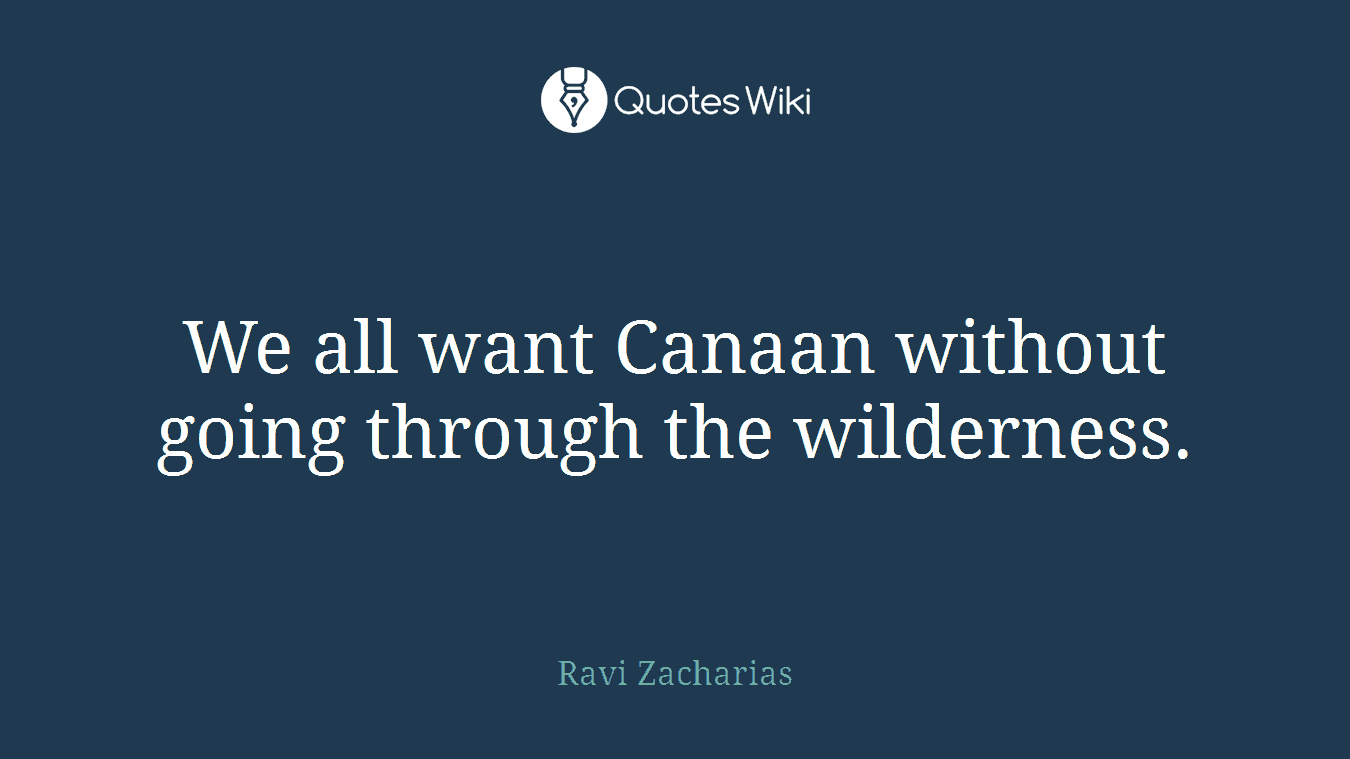 We all want Canaan without going through the wilderness.