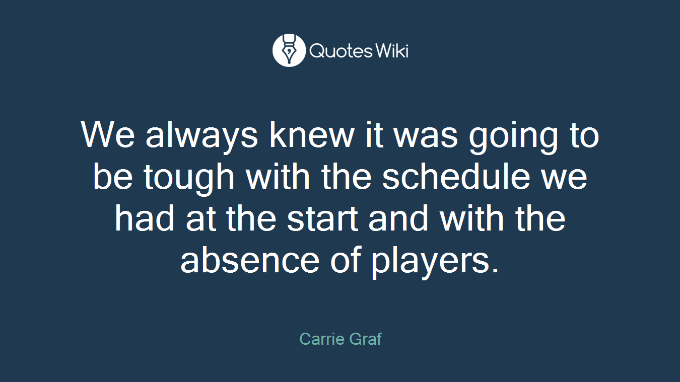 We always knew it was going to be tough with the schedule we had at the start and with the absence of players.