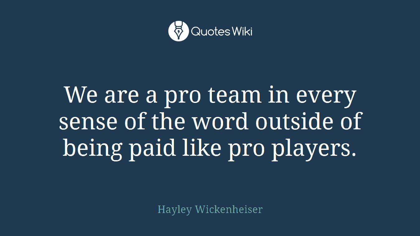 We are a pro team in every sense of the word outside of being paid like pro players.