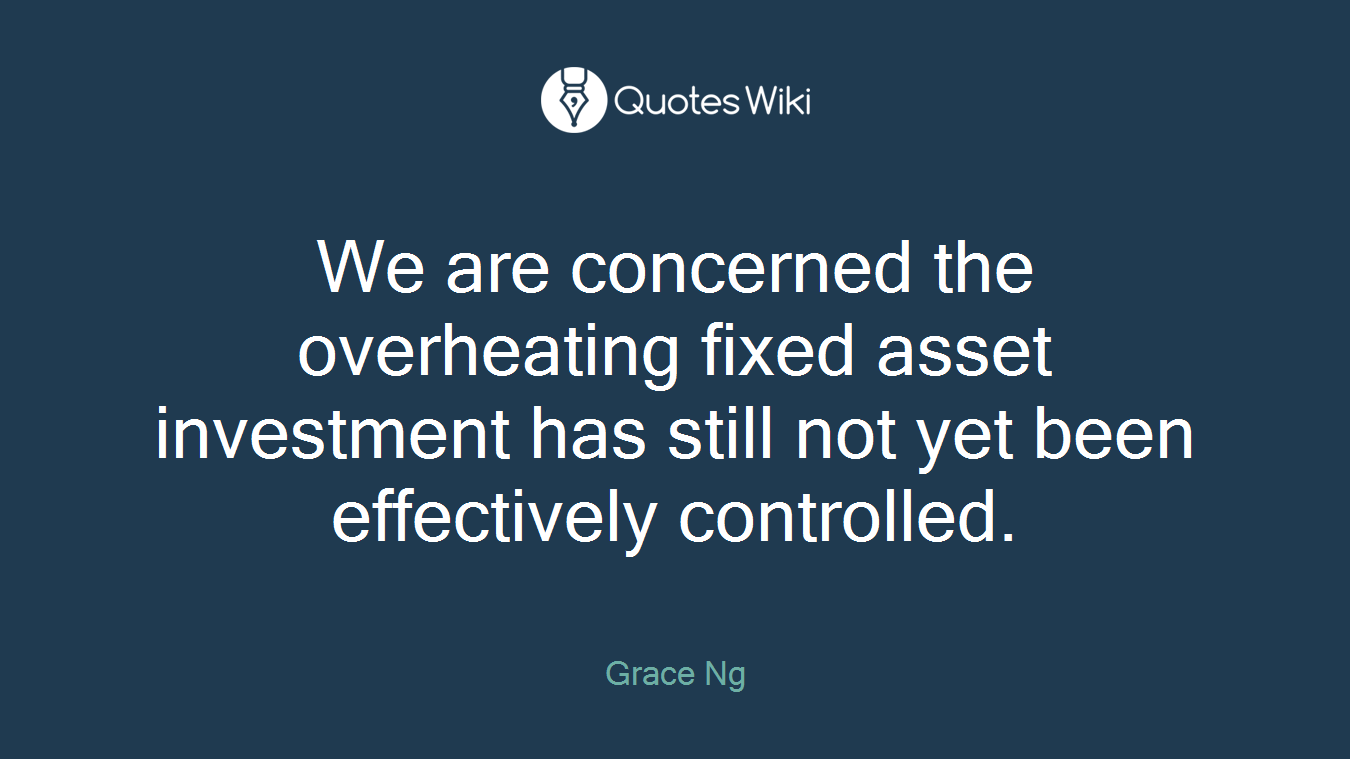 We are concerned the overheating fixed asset investment has still not yet been effectively controlled.