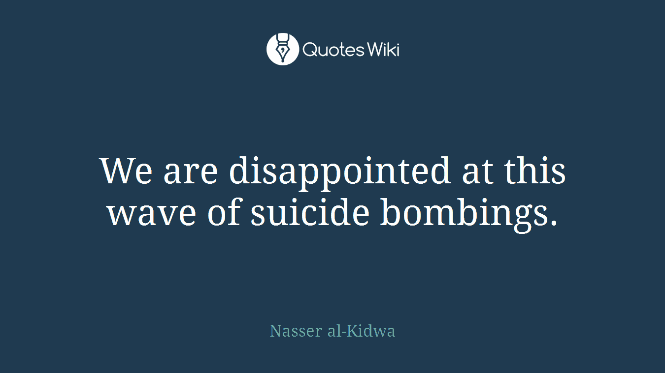 We are disappointed at this wave of suicide bombings.