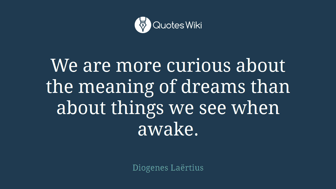 We are more curious about the meaning of dreams than about things we see when awake.