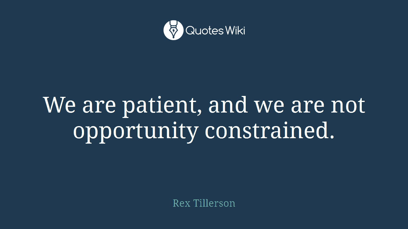 We are patient, and we are not opportunity constrained.