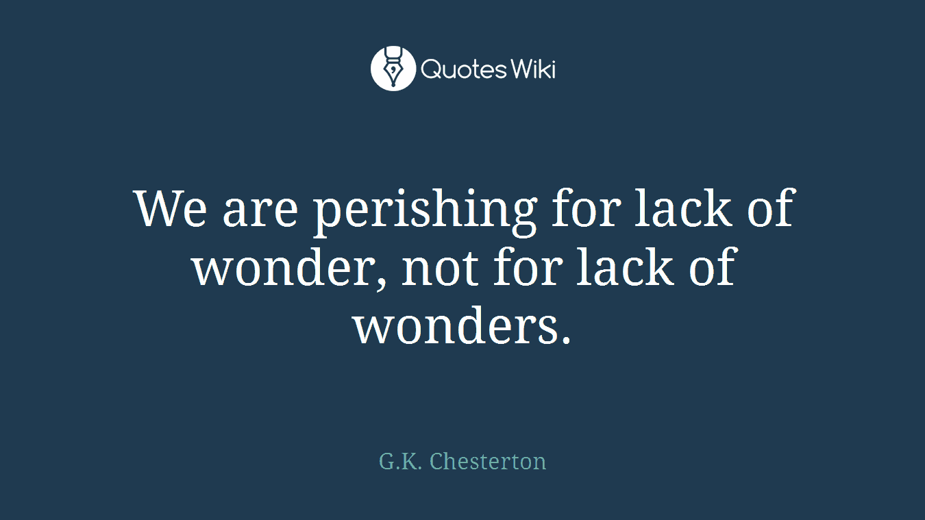 We are perishing for lack of wonder, not for lack of wonders.