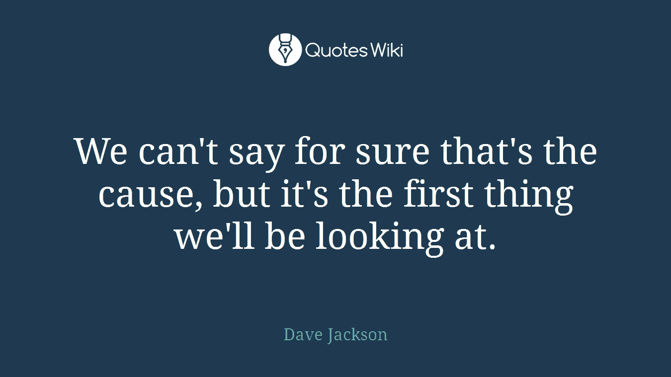 We can't say for sure that's the cause, but it's the first thing we'll be looking at.