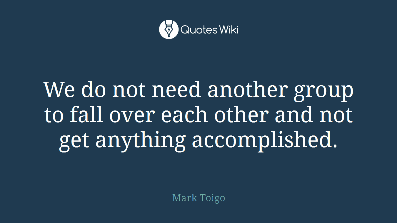 We do not need another group to fall over each other and not get anything accomplished.