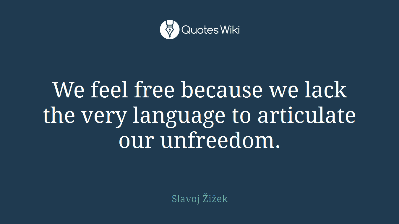 We feel free because we lack the very language to articulate our unfreedom.