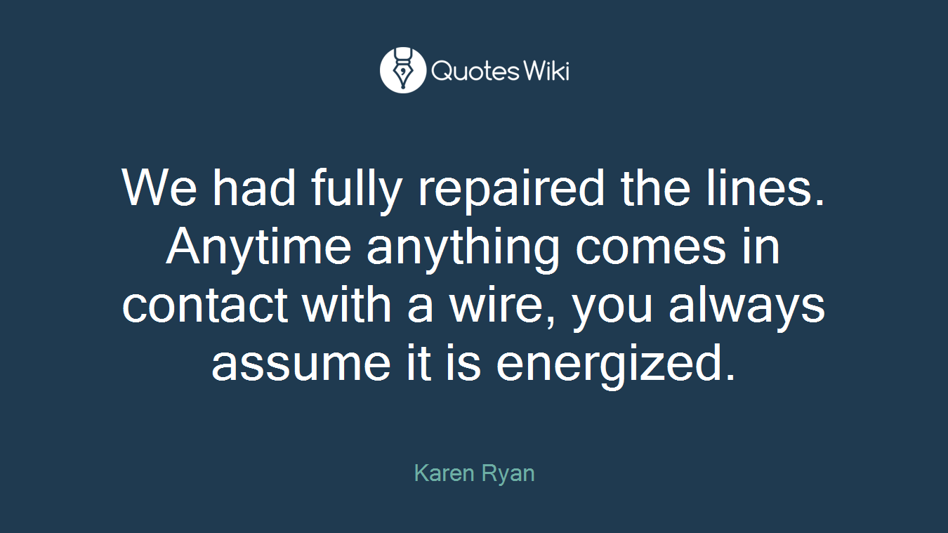 We had fully repaired the lines. Anytime anything comes in contact with a wire, you always assume it is energized.