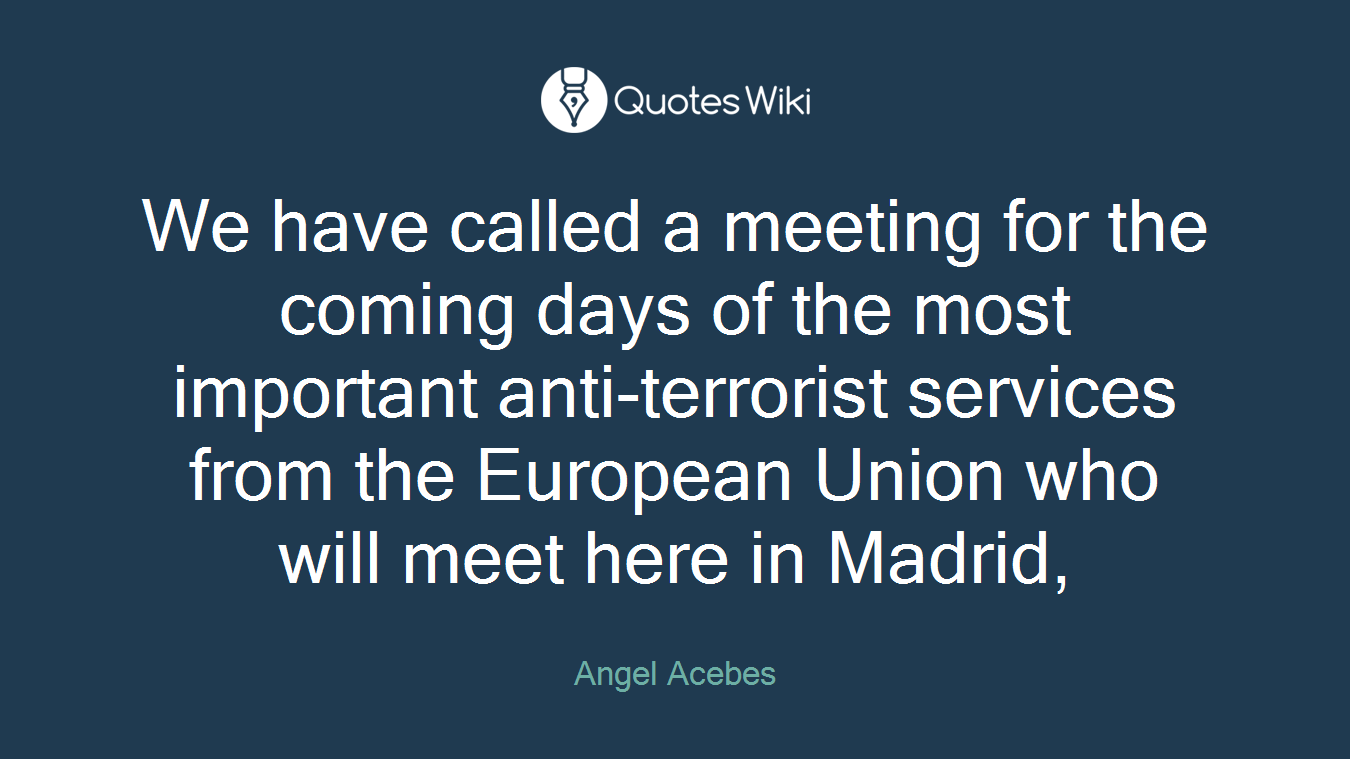 We have called a meeting for the coming days of the most important anti-terrorist services from the European Union who will meet here in Madrid,